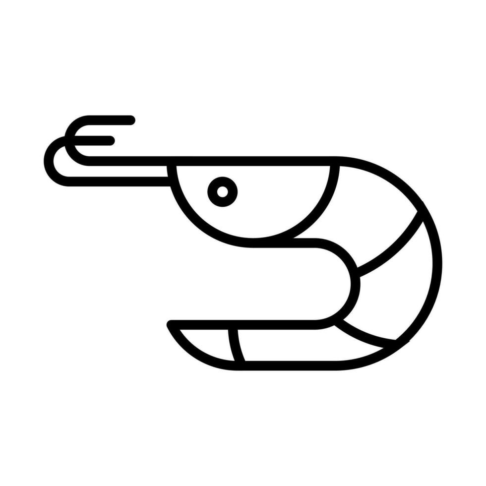 crevette icône, signe, symbole dans ligne style vecteur