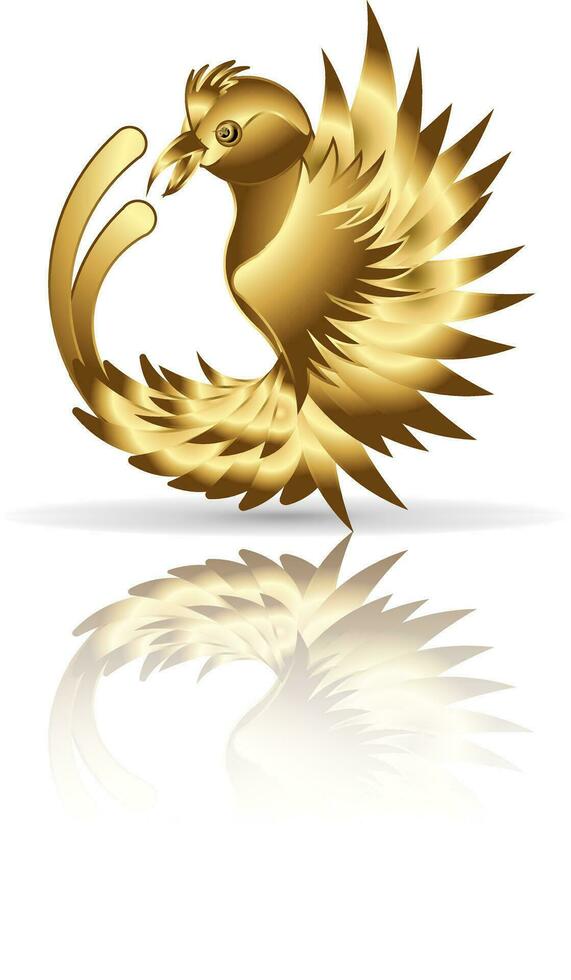 vecteur image de une oiseau inscrit dans une cercle selon à le des principes de le d'or rapport. dessin animé style fabriqué dans or. eps dix