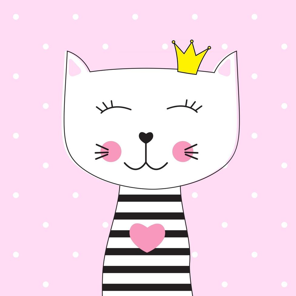 petite illustration vectorielle de chat mignon princesse vecteur