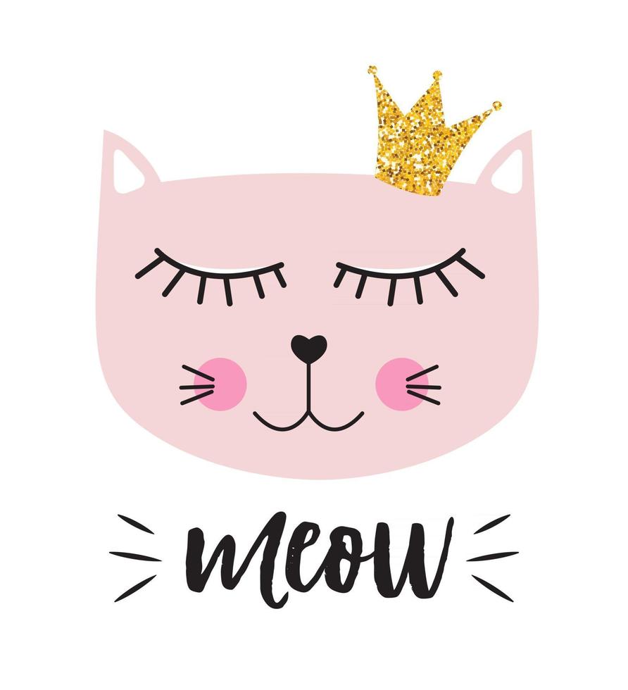 petite illustration vectorielle de chat mignon princesse vecteur