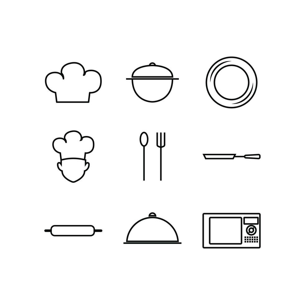 cuisine icône vecteur ligne nourriture cuisine restaurant
