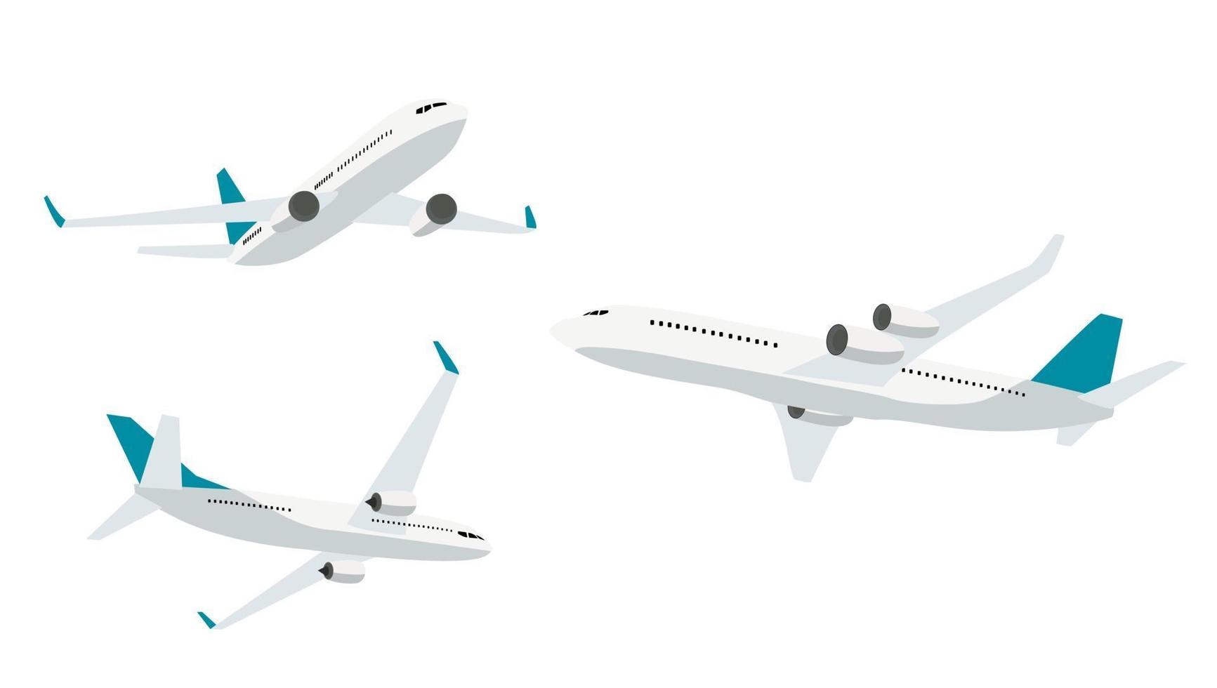 Ensemble de collection d'icônes d'avion plat isolé sur fond blanc. illustration vectorielle vecteur