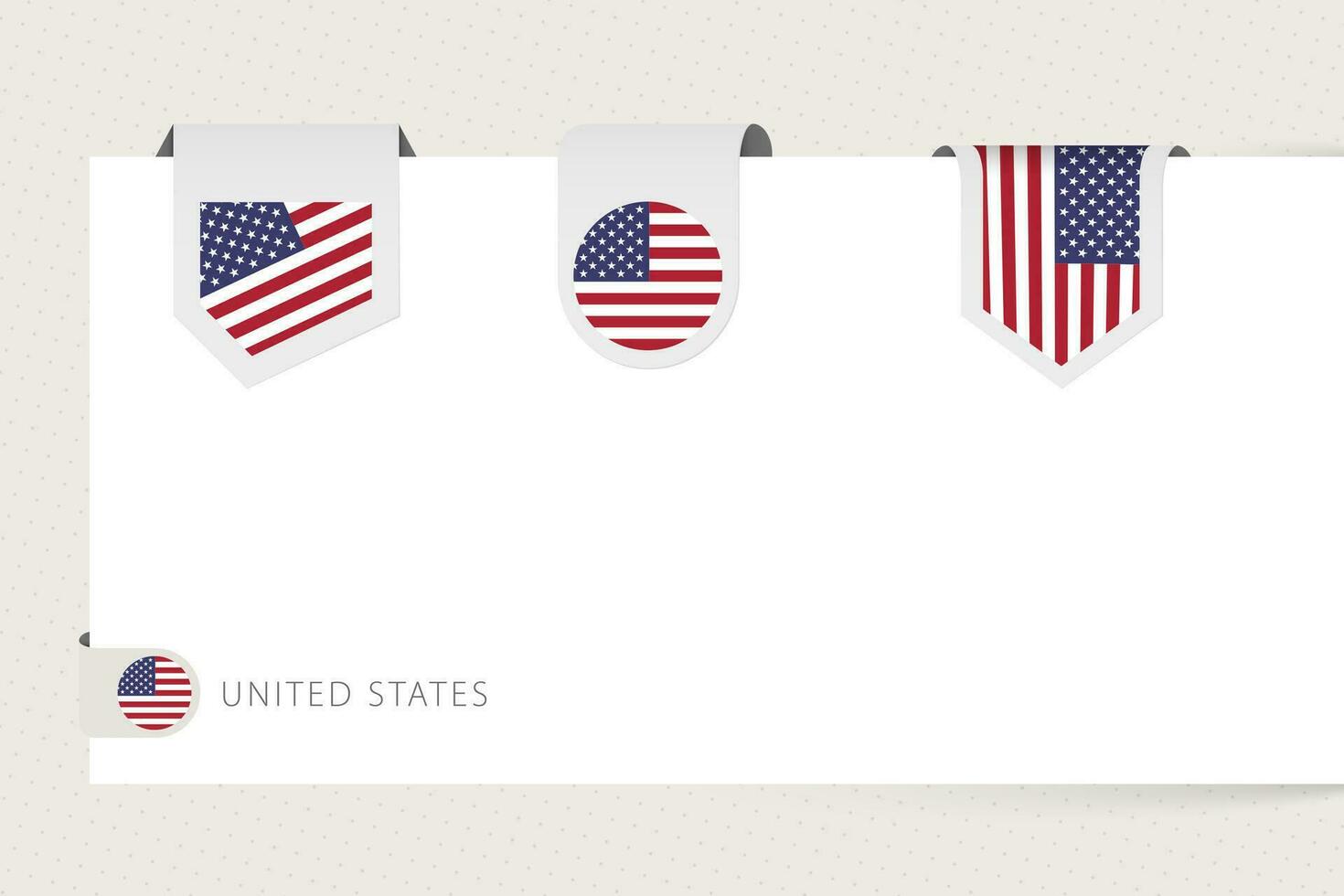 étiquette drapeau collection de uni États dans différent forme. ruban drapeau modèle de Etats-Unis vecteur