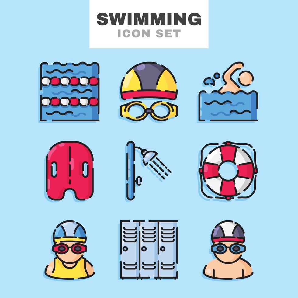 jeu d'icônes de natation vecteur