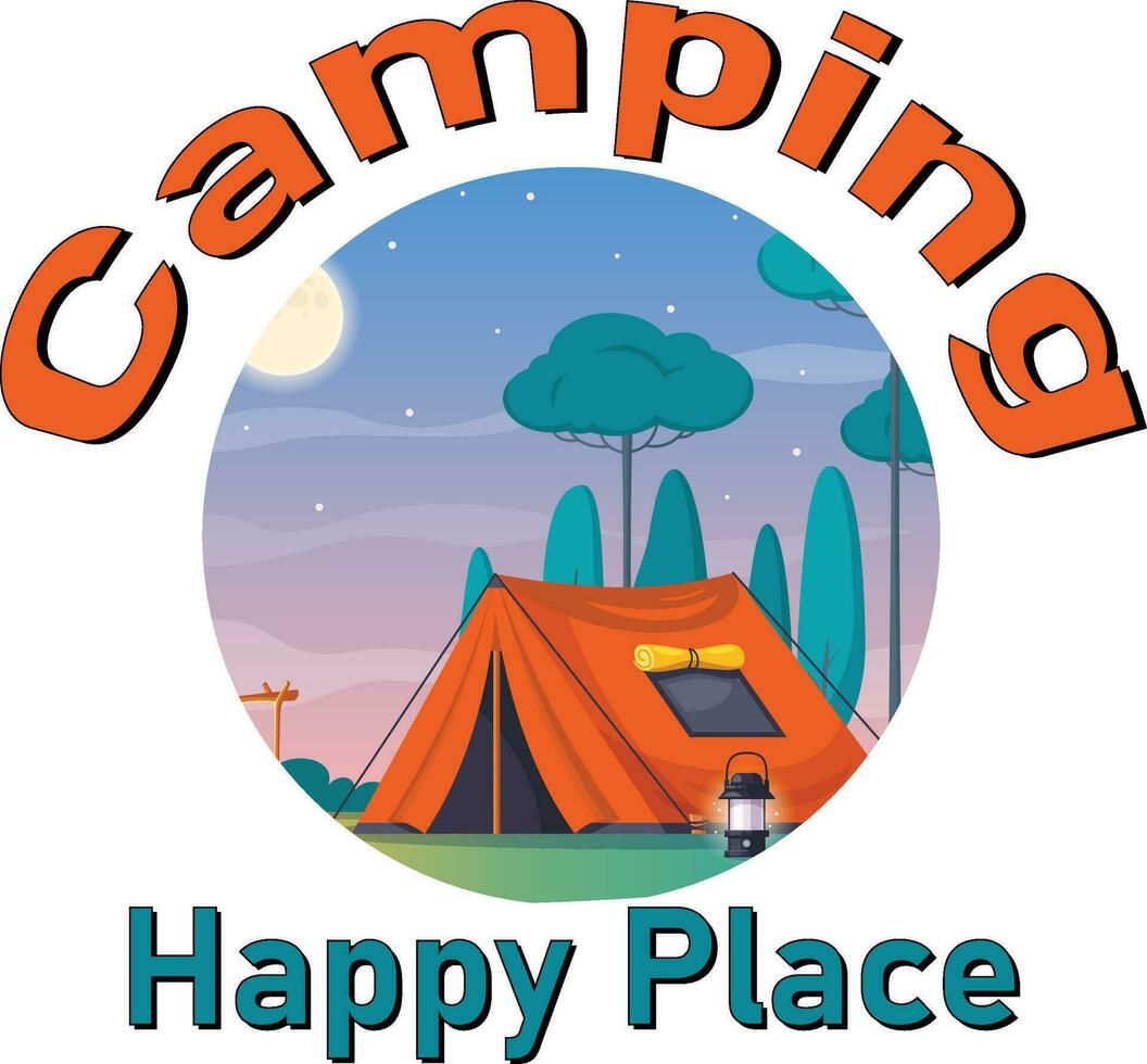 conception de t-shirt le camping est mon endroit heureux vecteur