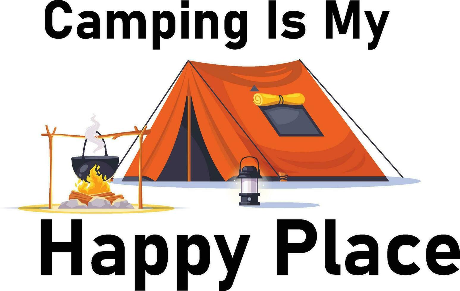 conception de t-shirt le camping est mon endroit heureux vecteur