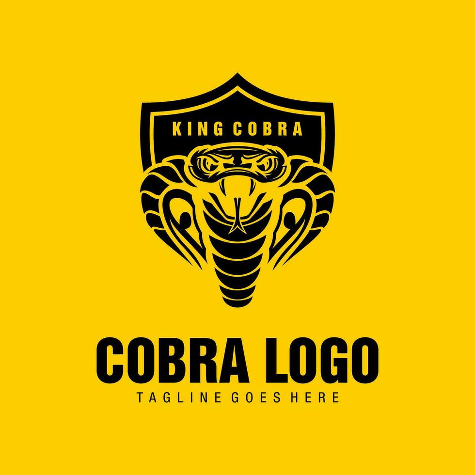 Roi cobra serpent animal logo avec bouclier sur retour vecteur