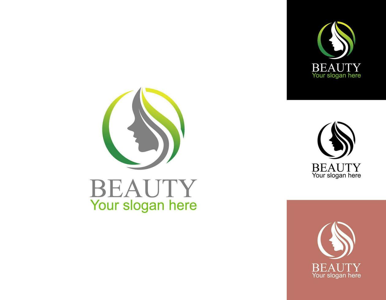 Naturel magnifique femme visage fleur logo avec or pente et affaires carte conception pour beauté salon prime vecteur. partie 2 vecteur