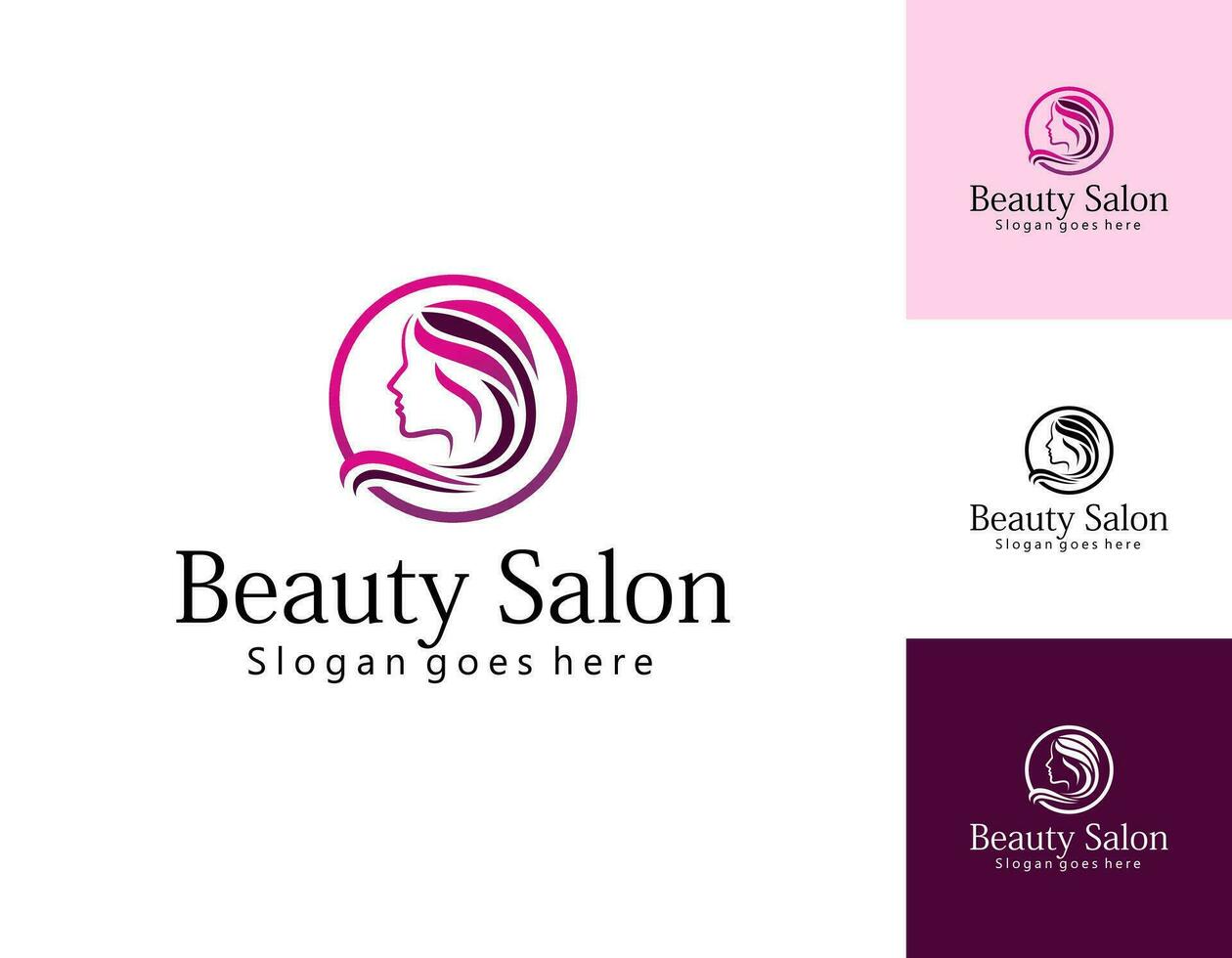 création de logo dégradé or salon feuille de cheveux femme vecteur