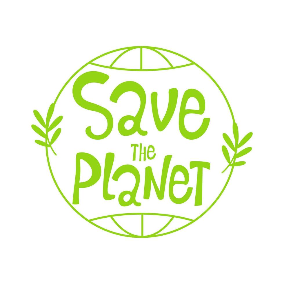 caractères enregistrer notre planète, le globe, végétaux, feuilles. Terre, écologie, environnement protection, se soucier. vecteur message