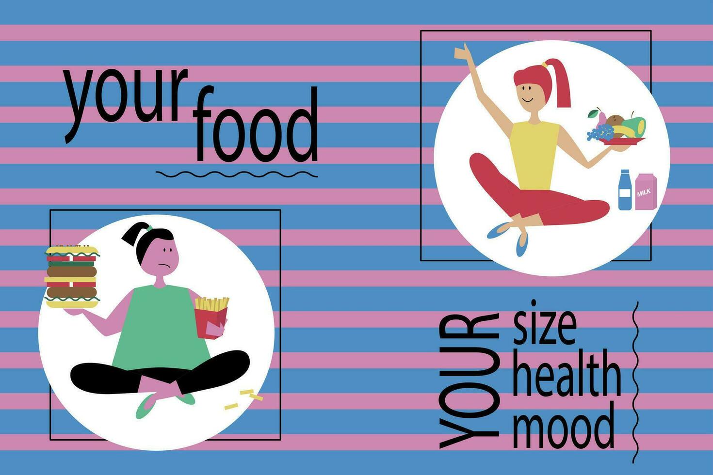 votre nourriture est votre taille, santé et ambiance vecteur