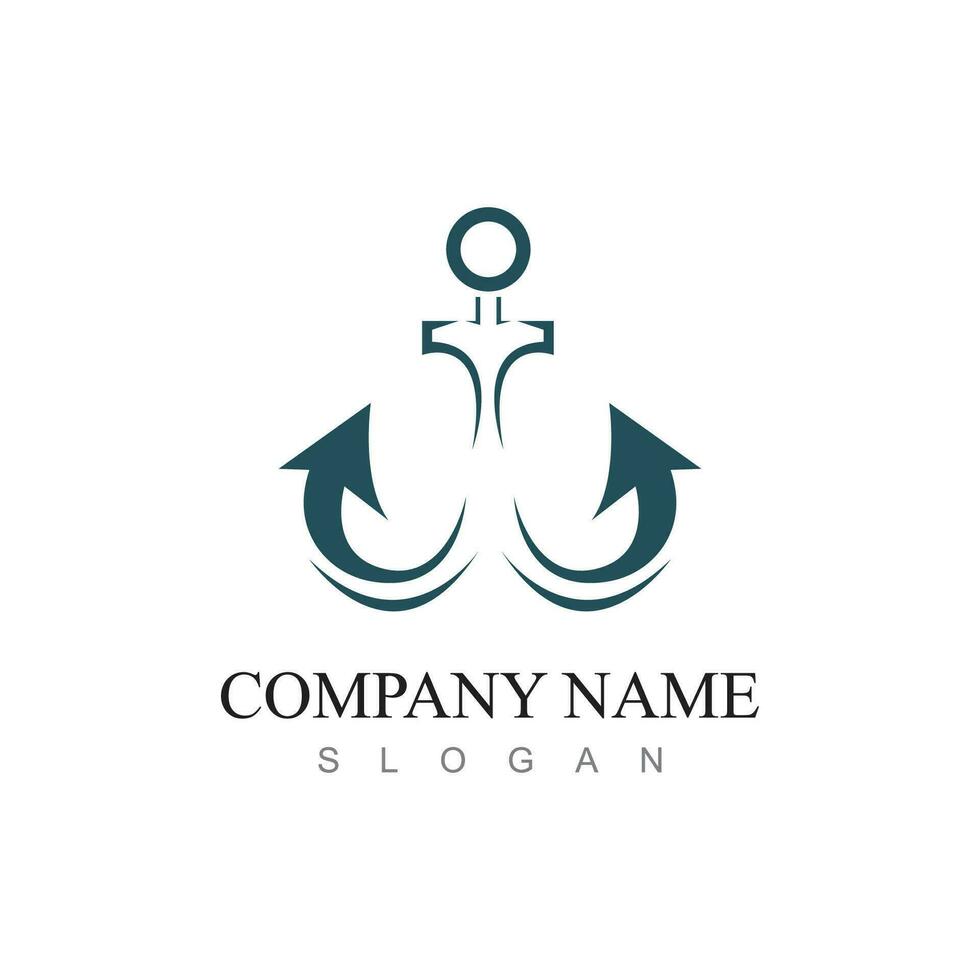 Marin rétro emblèmes logo avec ancre et corde, ancre logo - vecteur