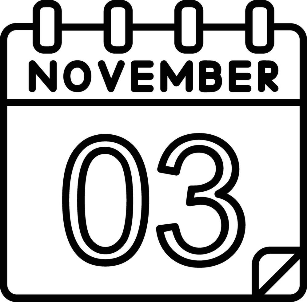 3 novembre ligne icône vecteur