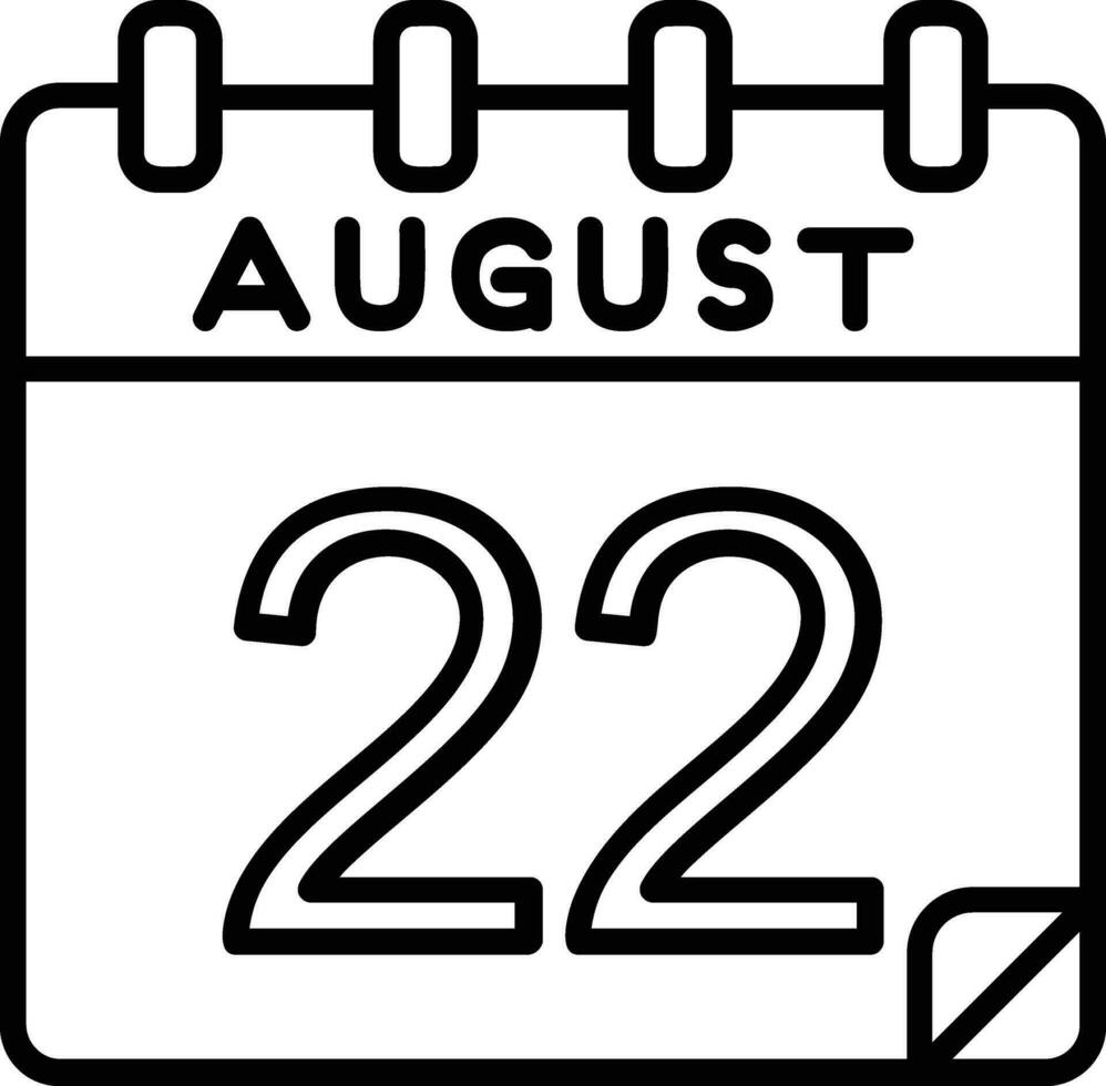 22 août ligne icône vecteur