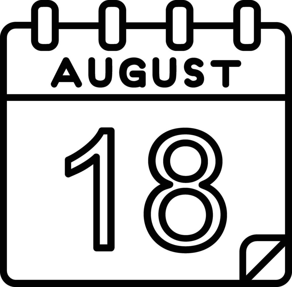 18 août ligne icône vecteur