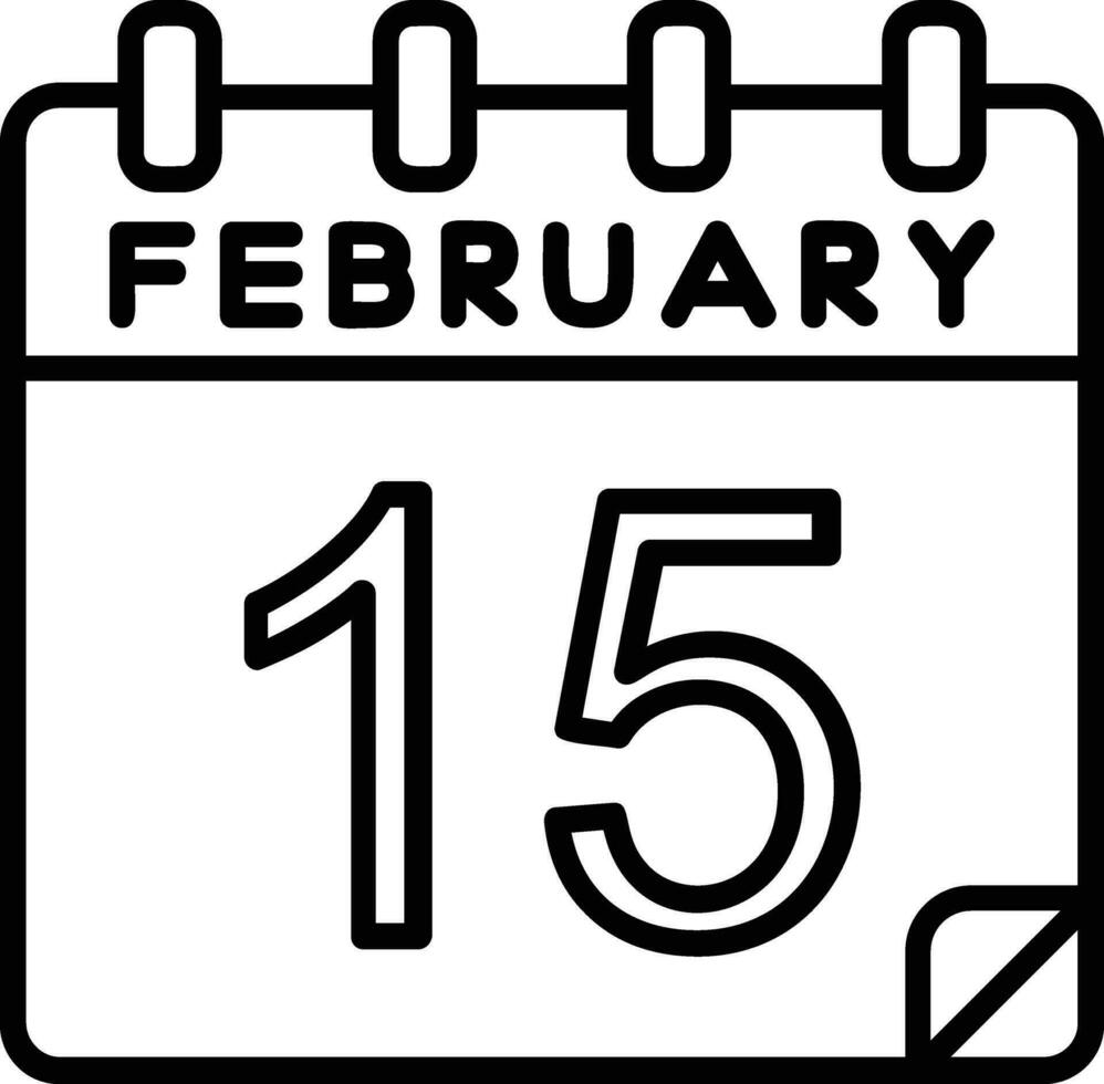 15 février ligne icône vecteur