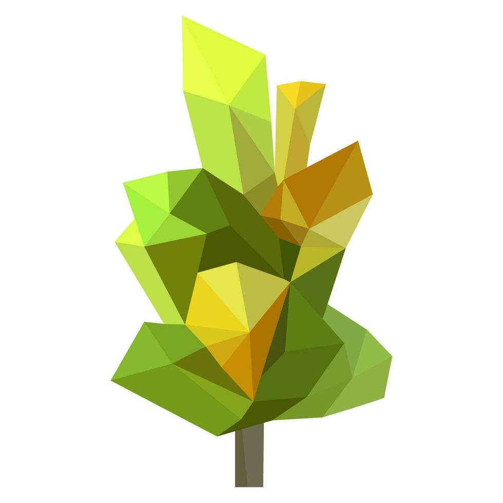 abstrait faible poly arbre icône isolé. géométrique forêt polygonal style. 3d faible poly symbole. stylisé éco conception élément. vecteur