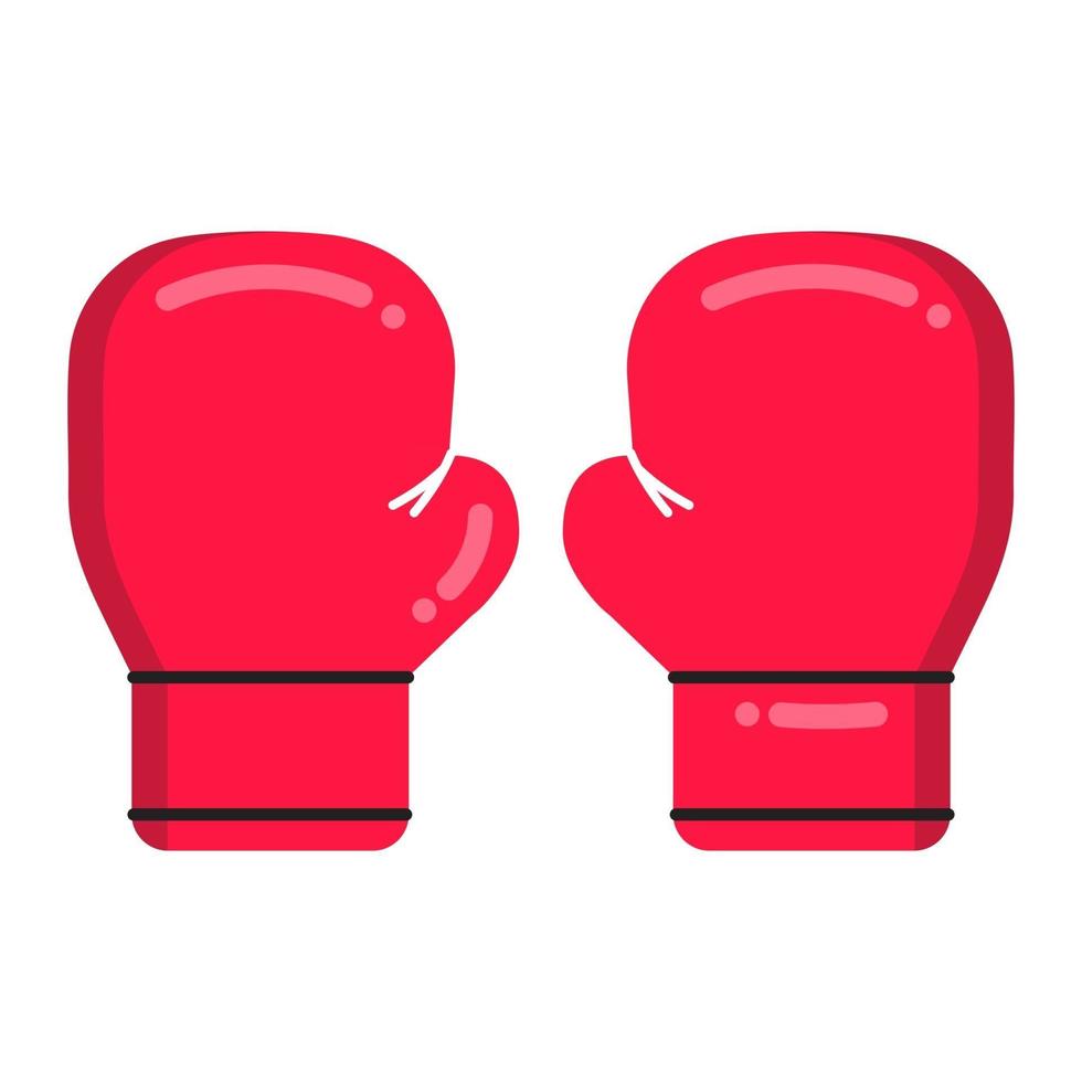 gants de boxe rouges style plat design vector illustration icône signe isolé sur fond blanc. symboles du concept de jeu et d'emblème de sport de boxe.
