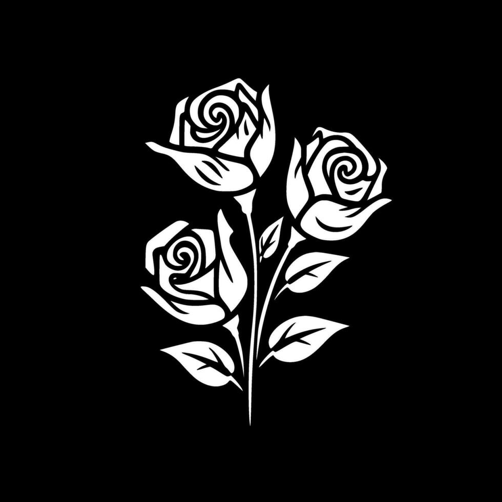 des roses - noir et blanc isolé icône - vecteur illustration