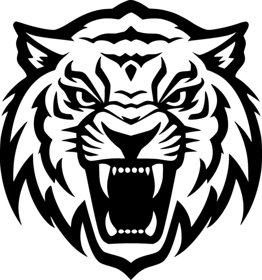 tigre - noir et blanc isolé icône - vecteur illustration