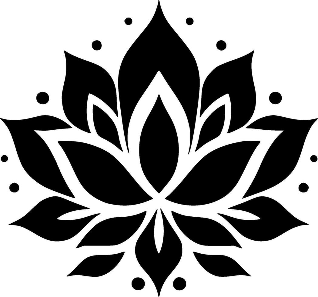 lotus fleur - noir et blanc isolé icône - vecteur illustration