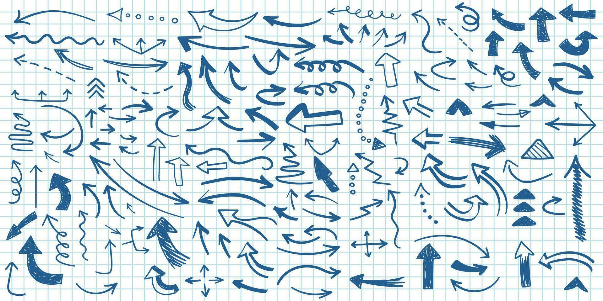 La Flèche icône dans main tiré style. Fait main griffonnage vecteur illustration sur isolé Contexte. le curseur aiguille signe affaires concept.