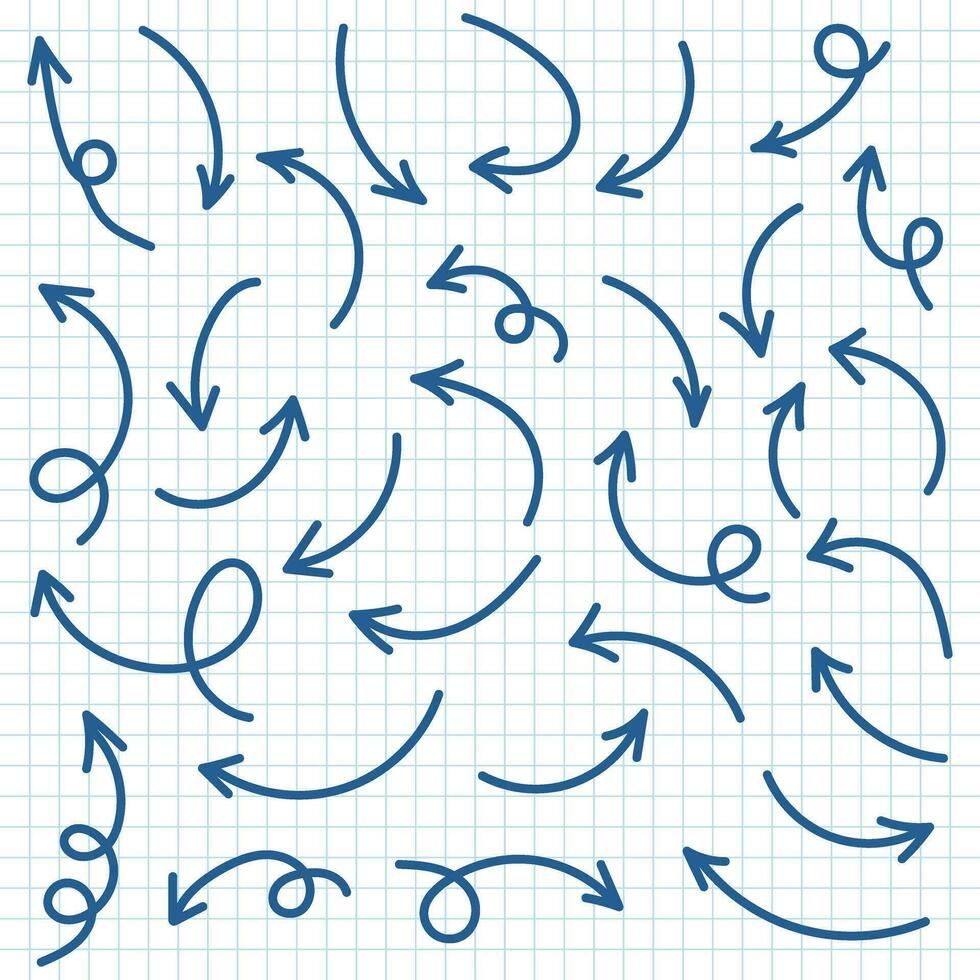 La Flèche icône dans main tiré style. Fait main griffonnage vecteur illustration sur isolé Contexte. le curseur aiguille signe affaires concept.