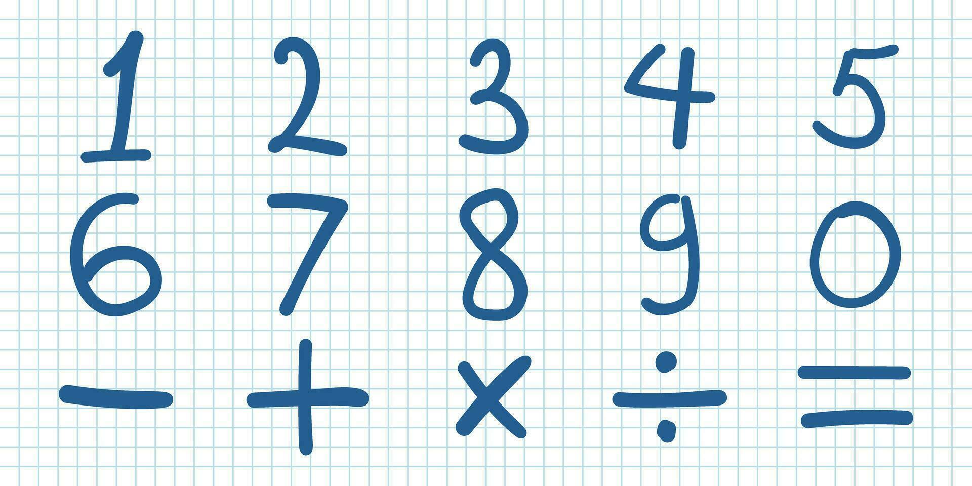 Nombres icône dans main tiré style. nombre vecteur illustration sur isolé Contexte. de base math panneaux signe affaires concept.