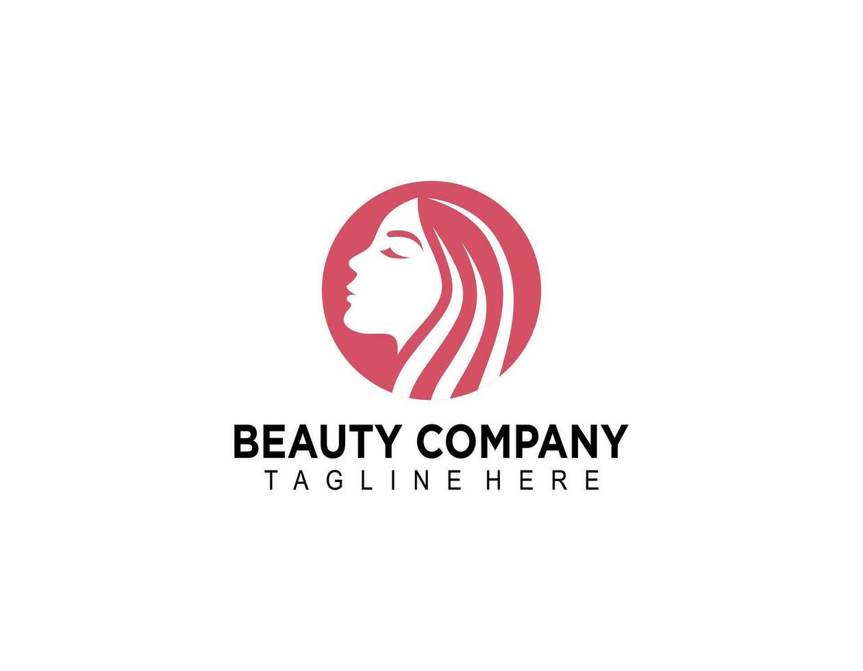beauté salon logo conception avec femelle visage dans négatif longue cheveux femme logo, adapté pour beauté salon, spa, massage, cosmétique et beauté concept vecteur illustration