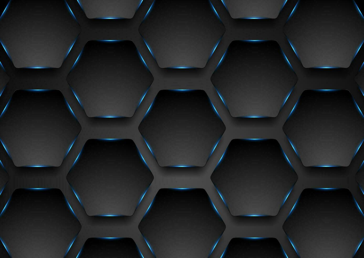 noir et embrasé bleu hexagonal modèle Contexte vecteur