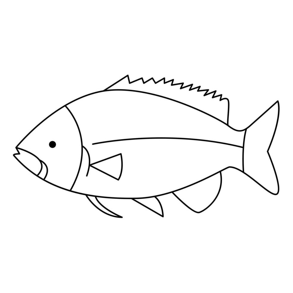 continu un ligne dessin de gros poisson et Célibataire ligne vecteur art illustration