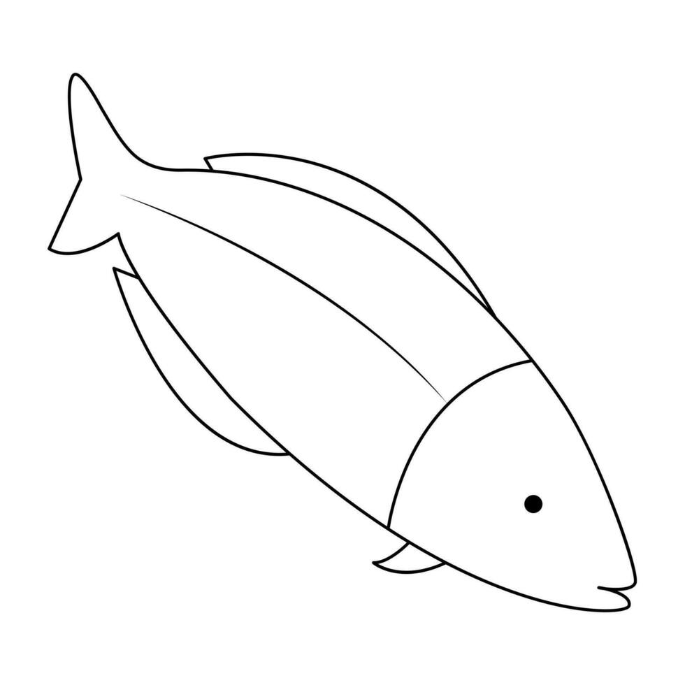 continu un ligne dessin de gros poisson et Célibataire ligne vecteur art illustration