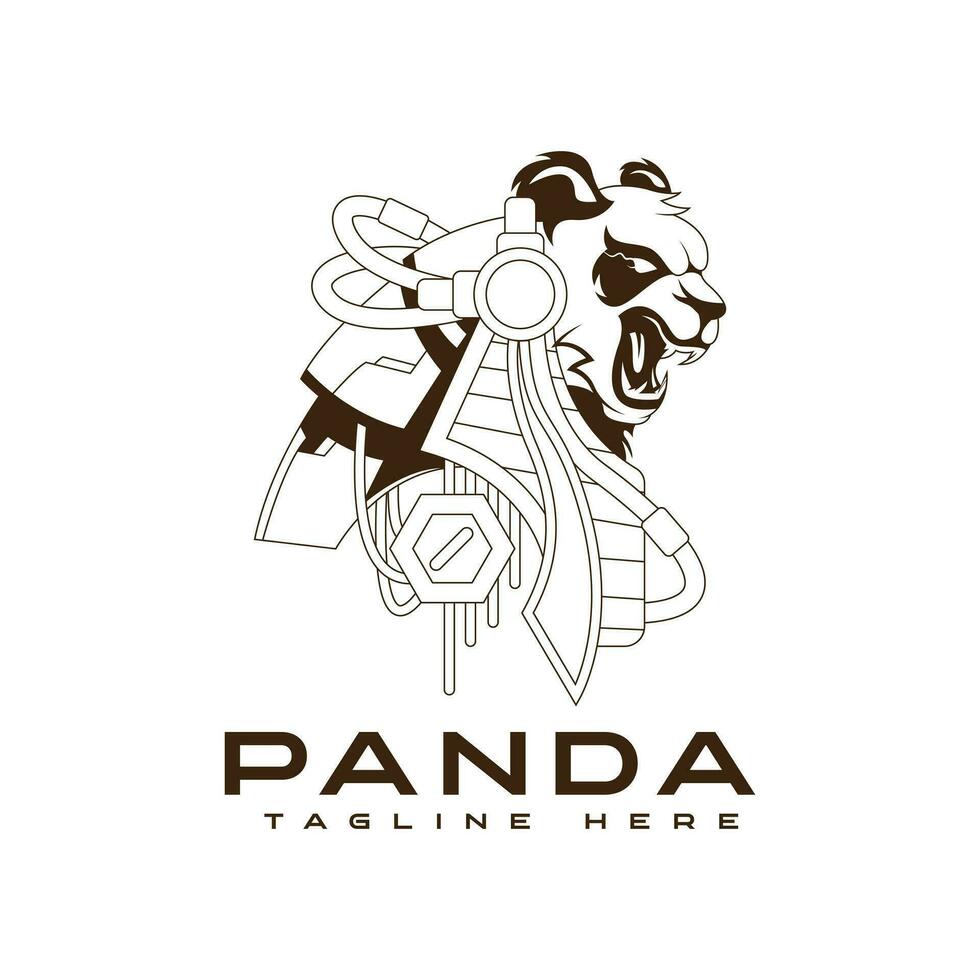 Panda anubis personnage logo modèle illustration. vecteur