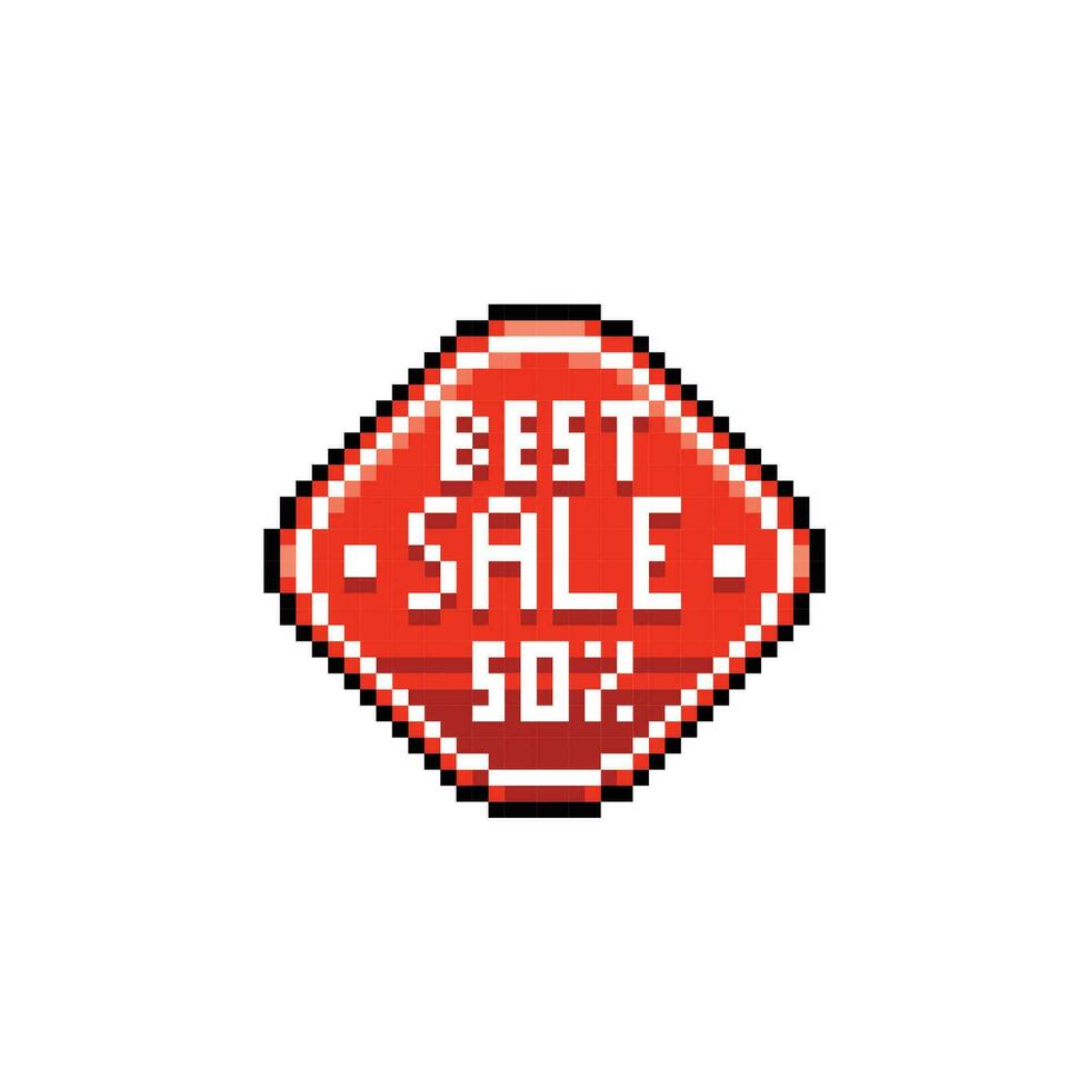 meilleur vente étiquette cinquante pour cent dans pixel art style vecteur