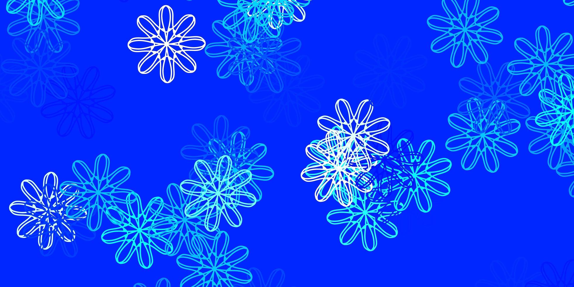 fond de doodle vecteur bleu clair avec des fleurs.