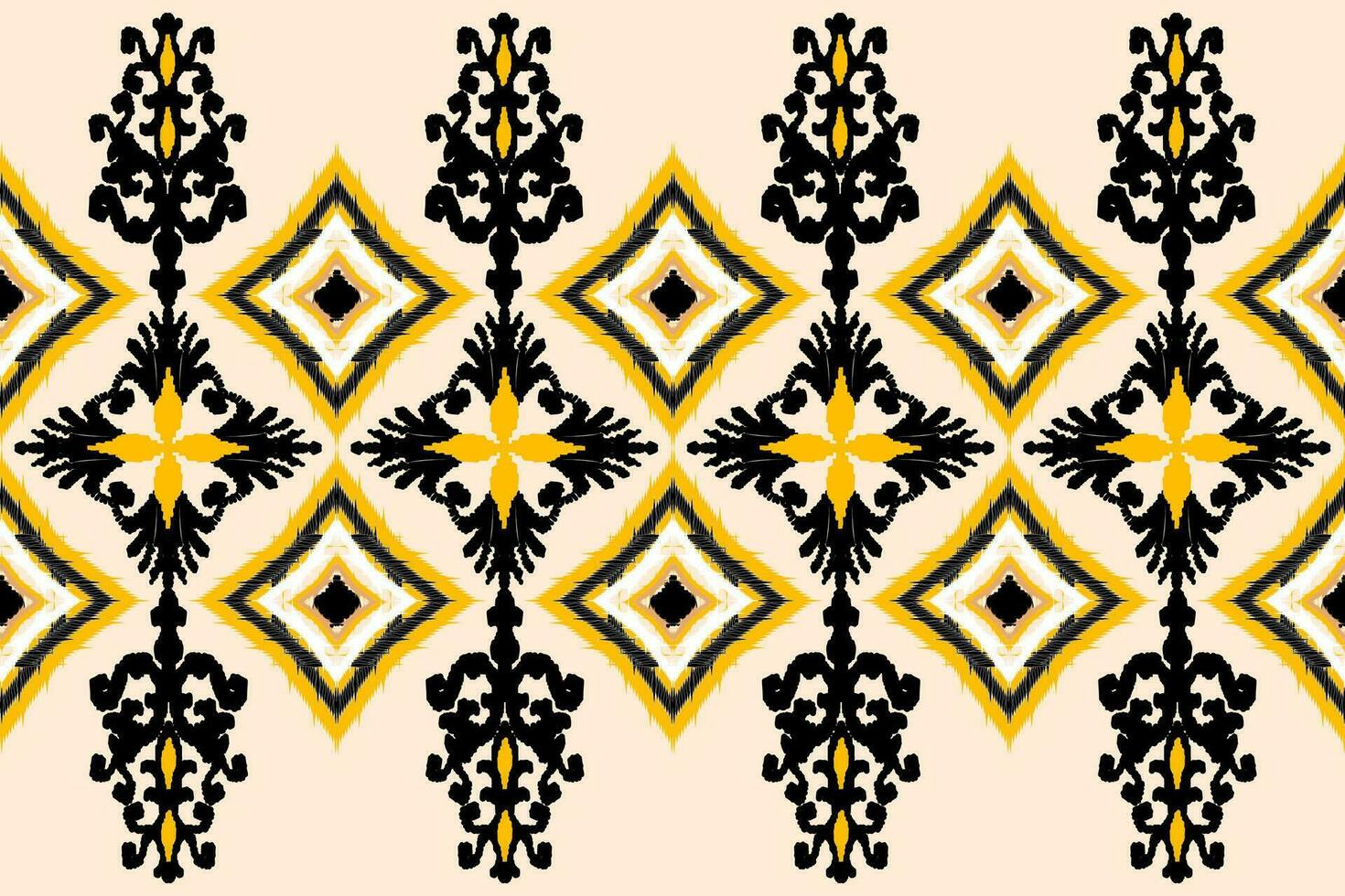 africain ikat floral paisley broderie sur Jaune arrière-plan, traditionnel Oriental géométrique modèle, aztèque abstrait illustration, conception pour en tissu surface, vêtements, envelopper, décoration, imprimer. vecteur