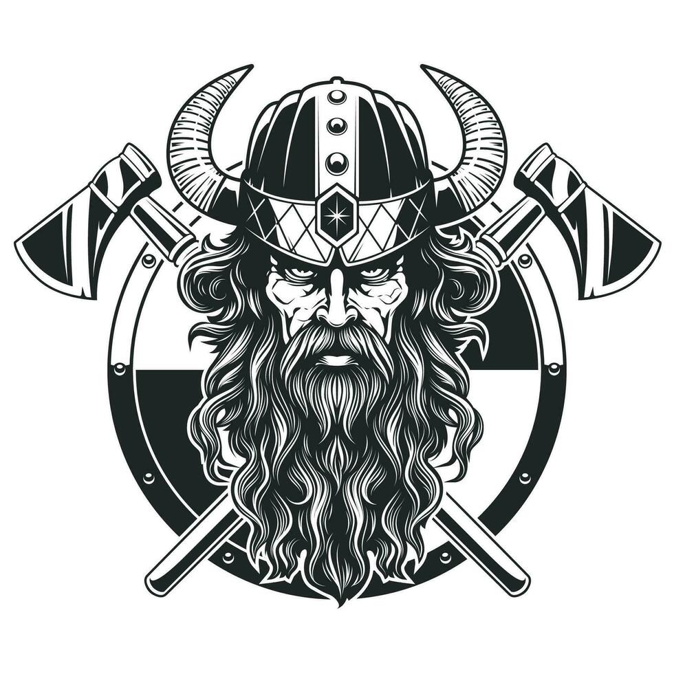 viking avec axes et bouclier vecteur