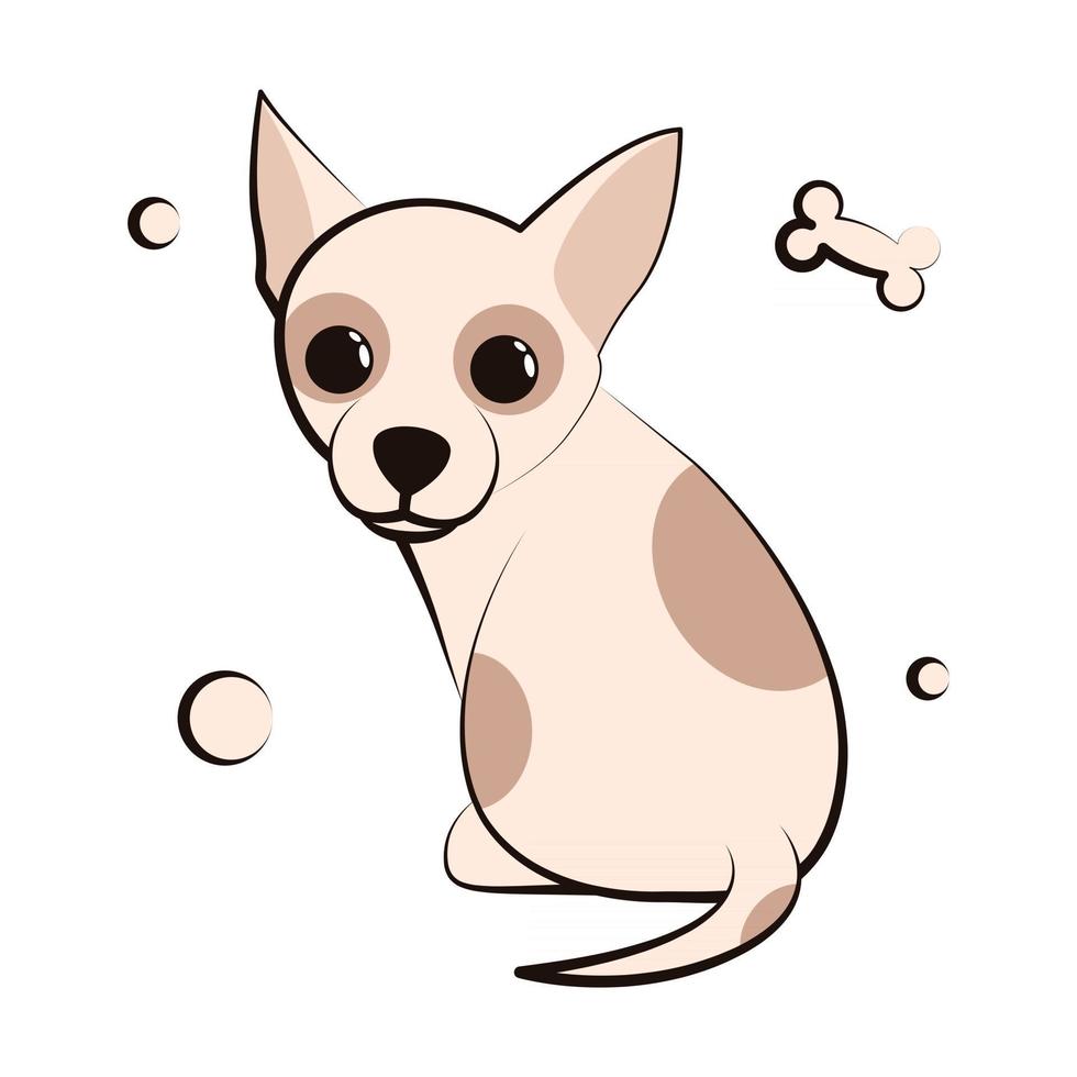 icône d'illustration vectorielle de dessin animé mignon d'un chien chiot chihuahua. c'est un design plat. vecteur