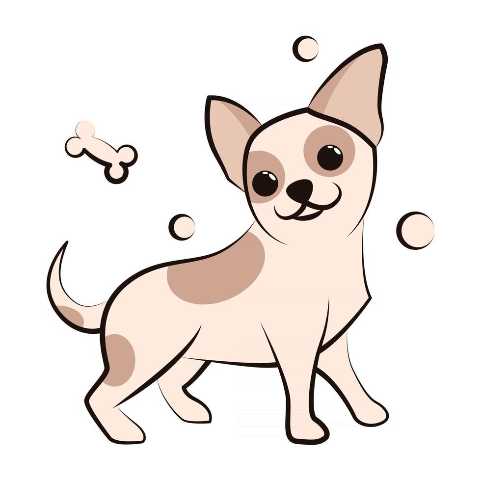 icône d'illustration vectorielle de dessin animé mignon d'un chien chiot chihuahua. c'est un design plat. vecteur