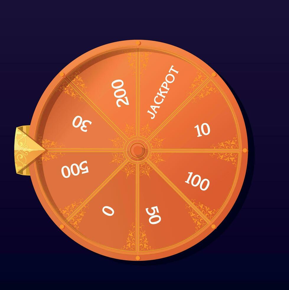 roue de fortune. Orange roue de fortune loterie vecteur