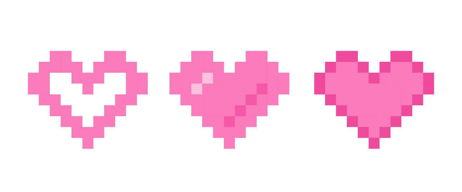 vecteur ensemble Icônes de cœur dans pixel art style pour valentines journée.