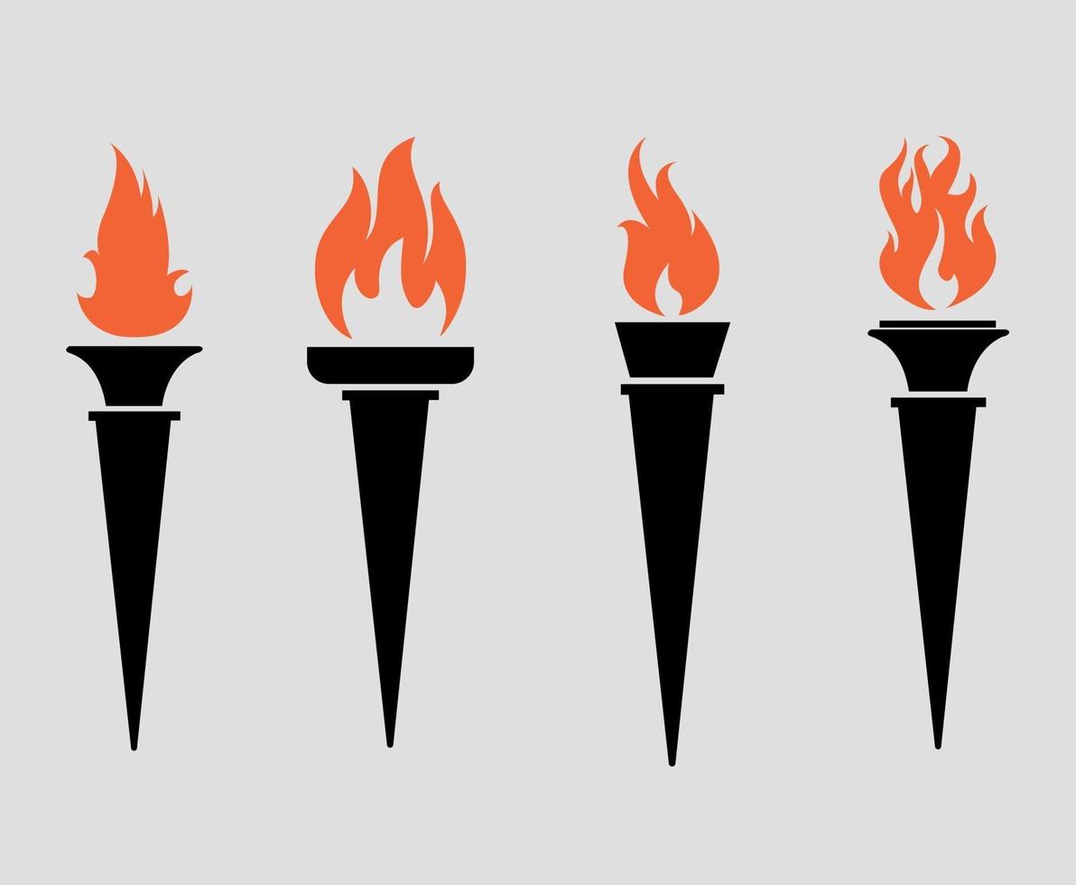 Collection de torches abstraites icônes du design noir illustration avec fond gris vecteur