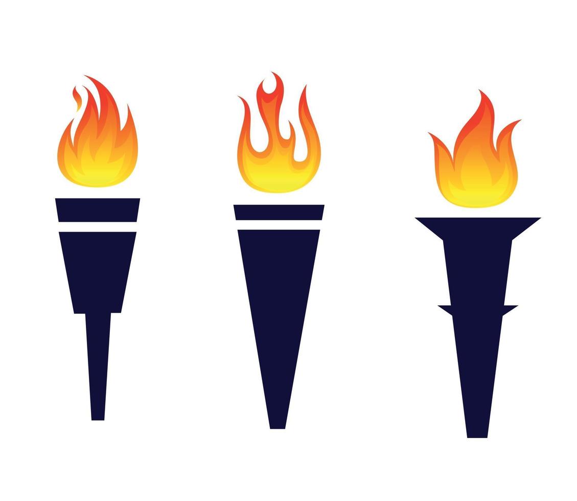 collection de torches design noir avec illustration de flamme avec fond blanc vecteur