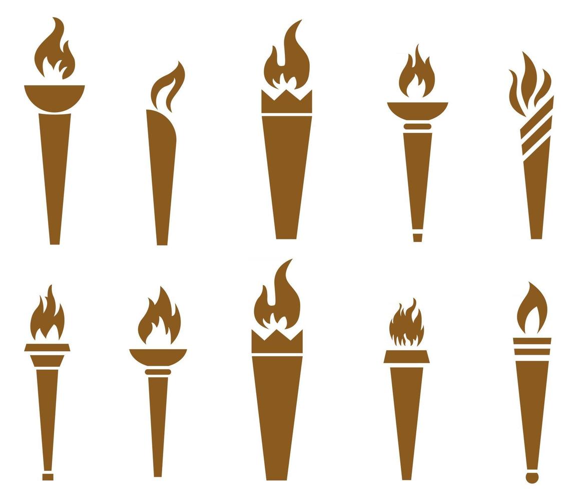 Flaming torch brown collection résumé sur fond blanc illustration design vecteur