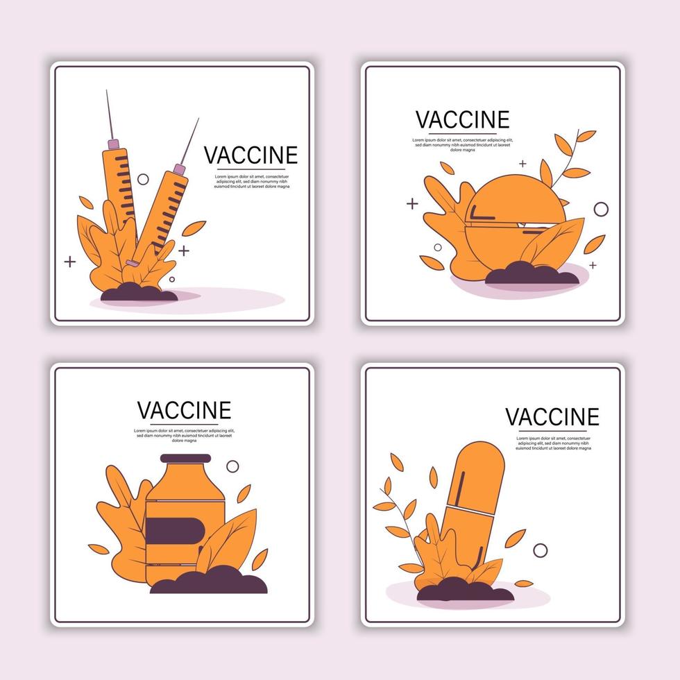 le temps de vacciner. modèle de page de destination. concept plat moderne pour la conception web. illustration vectorielle avec seringue avec vaccin, bouteille et virus. vecteur