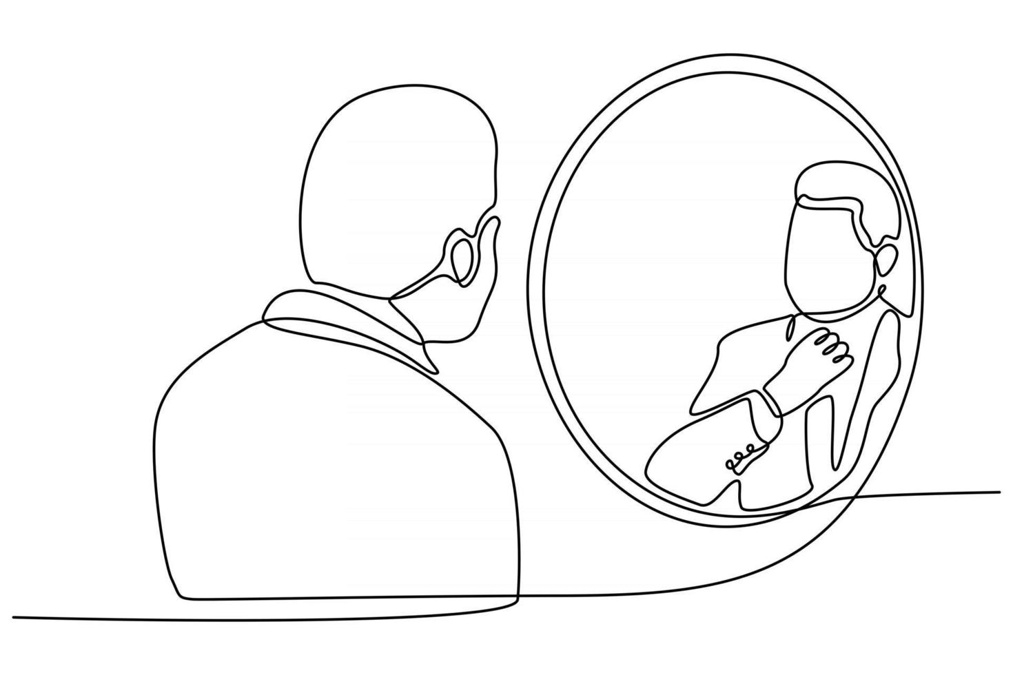 dessin au trait continu de l'homme en illustration vectorielle miroir vecteur