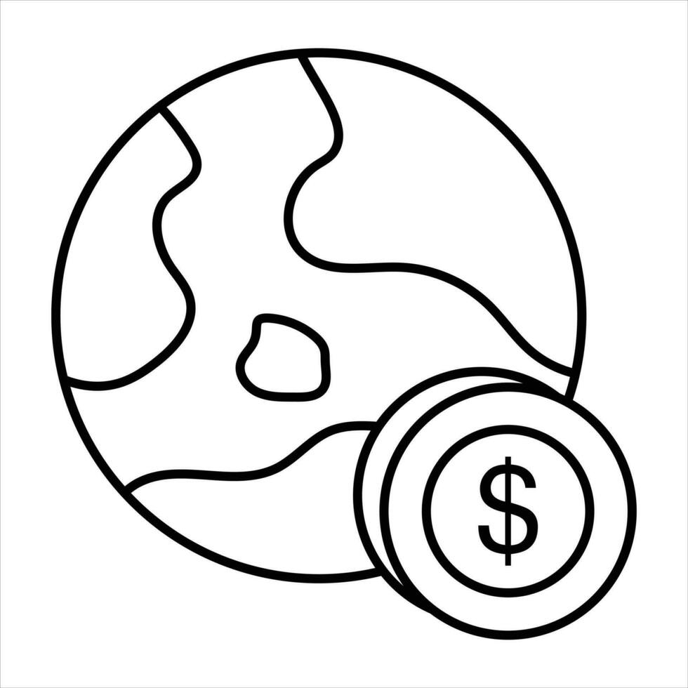global argent ligne icône conception style vecteur