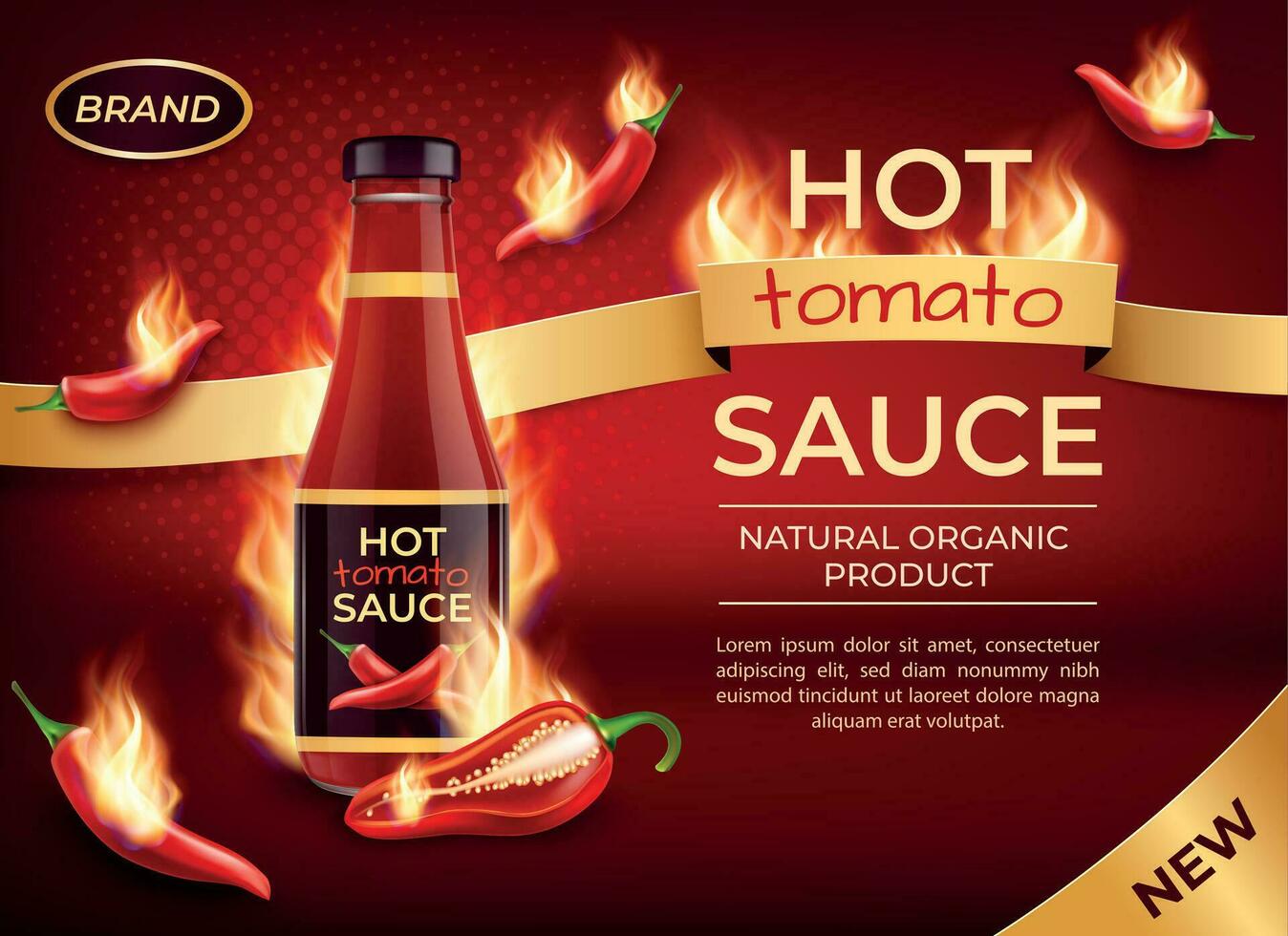 réaliste détaillé 3d chaud tomate sauce les publicités bannière concept affiche carte. vecteur