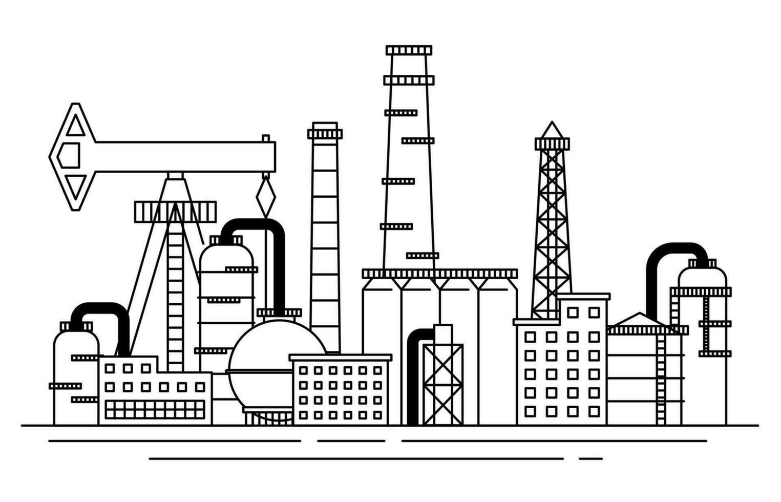 pétrochimique industrie concept contour linéaire style. vecteur