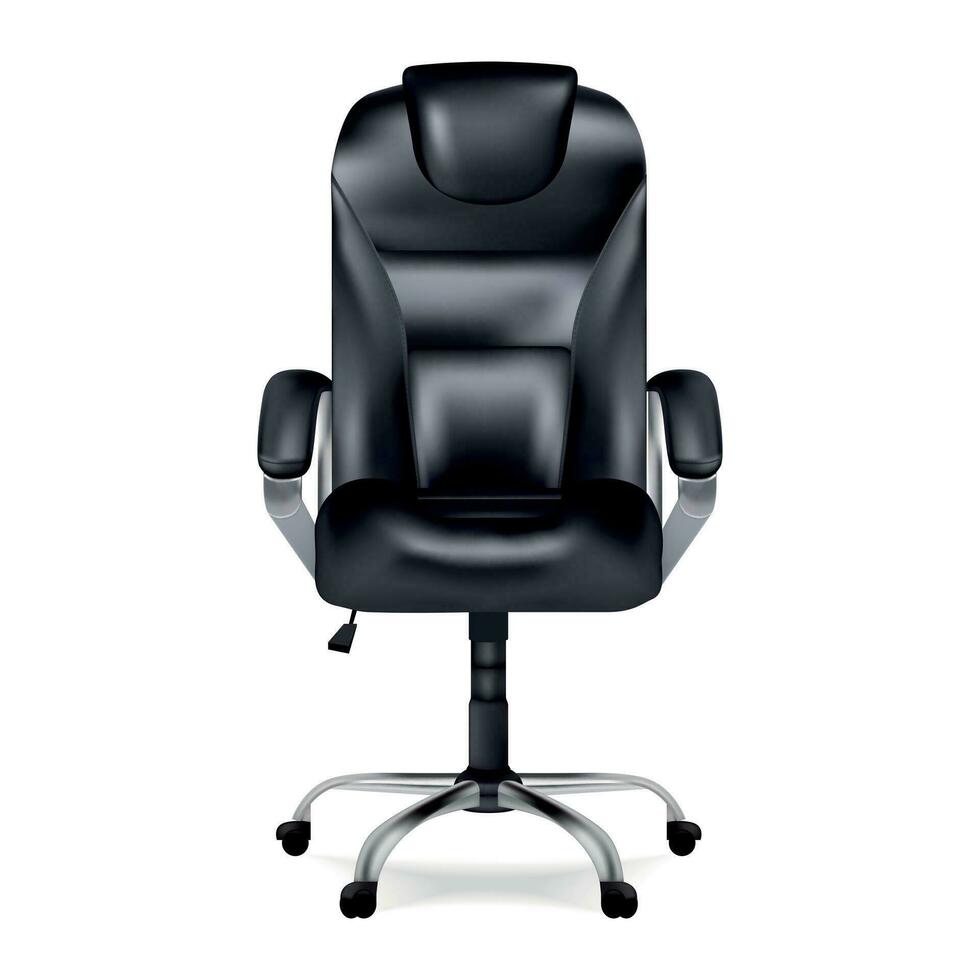 réaliste détaillé 3d noir cuir Bureau chaise. vecteur
